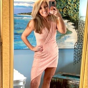 Hottie, Softly Ribbed in Pinky-Peach, Asymmetrical Design, EUC,Size Small
